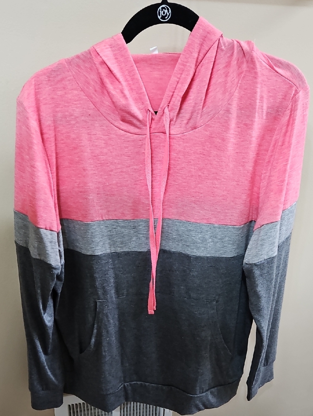 Salmon and Gray Lightweight Colorblock Hoodie. Size XL New With No Tags.